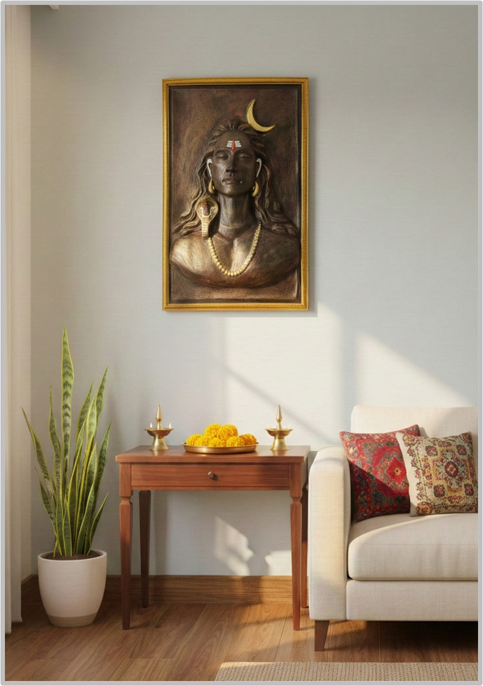 Shiva (Adi Yogi mudra with golden frame)