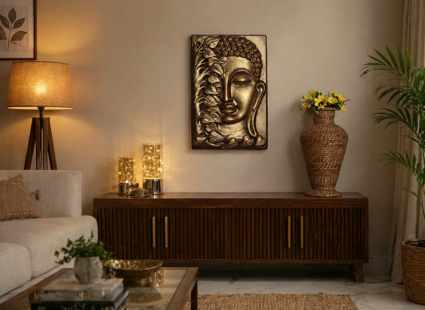 Lord Buddha face in Bronze finish