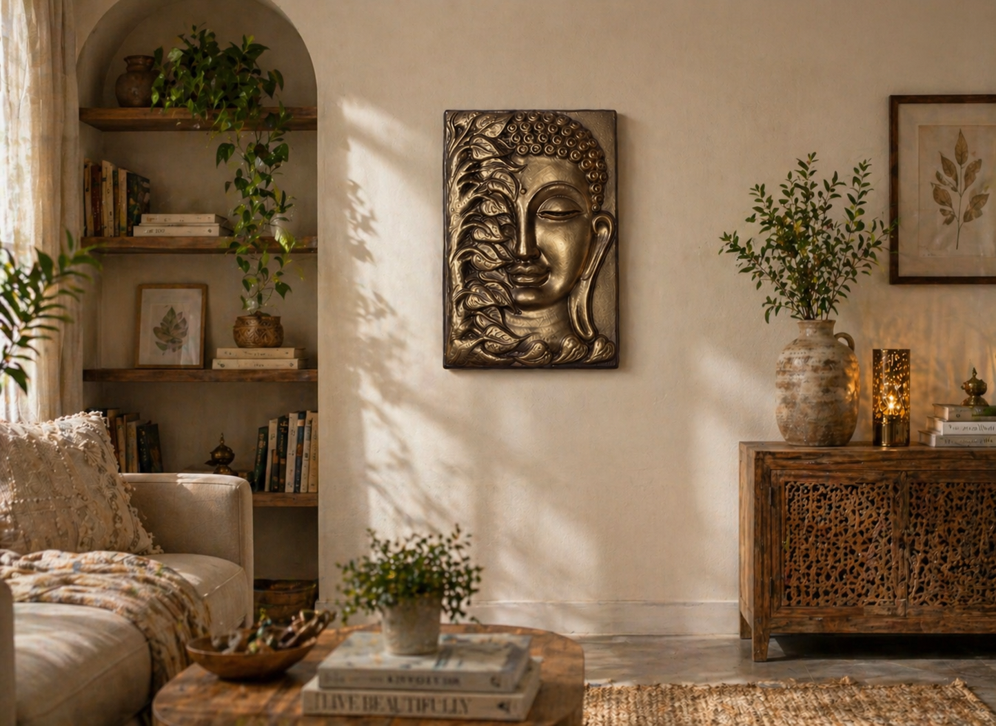 Lord Buddha face in Bronze finish