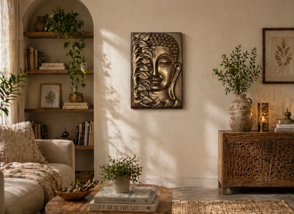 Lord Buddha face in Bronze finish