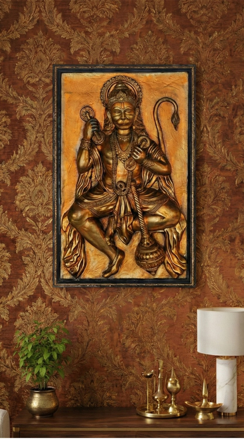 Lord Hanuman (Bronze finish with Frame)