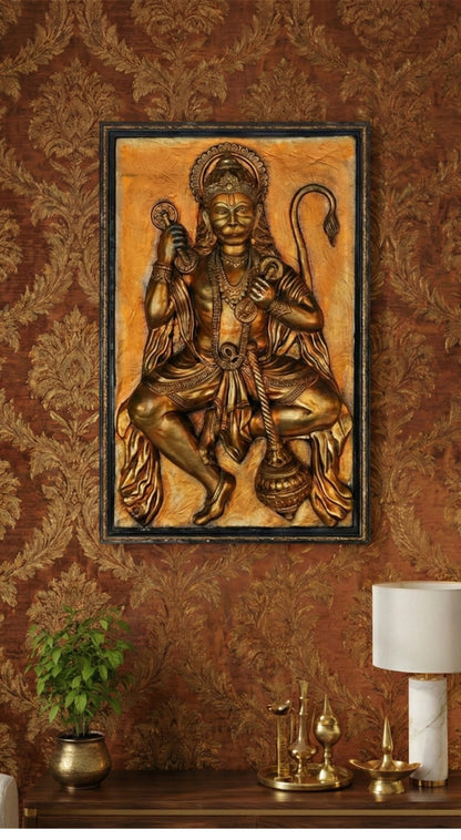 Lord Hanuman (Bronze finish with Frame)