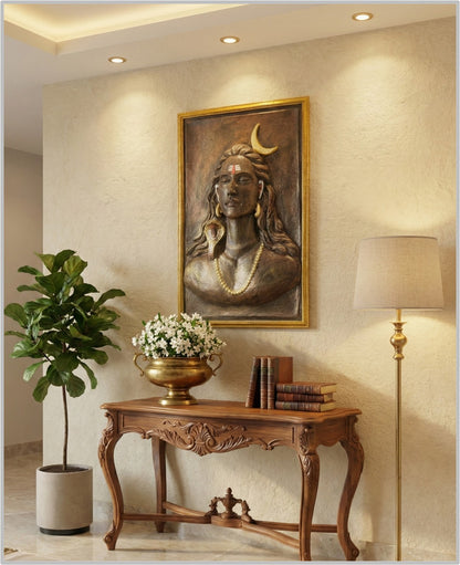 Shiva (Adi Yogi mudra with golden frame)