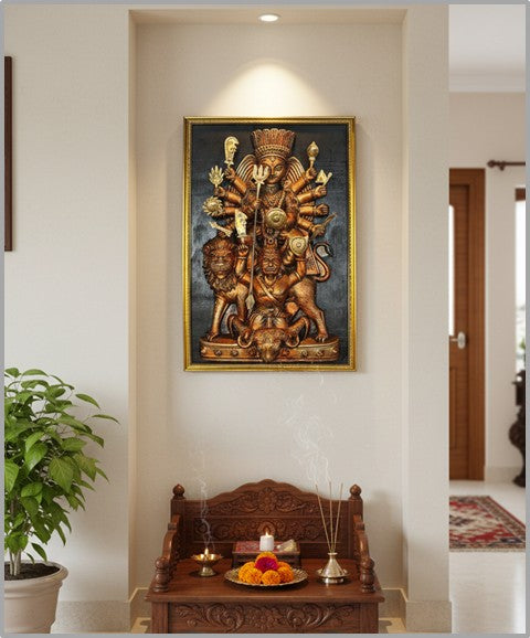 Durga (Bronze finish with golden frame) [Luxe edition]