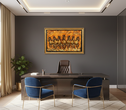 Seven horses in Bronze Finish