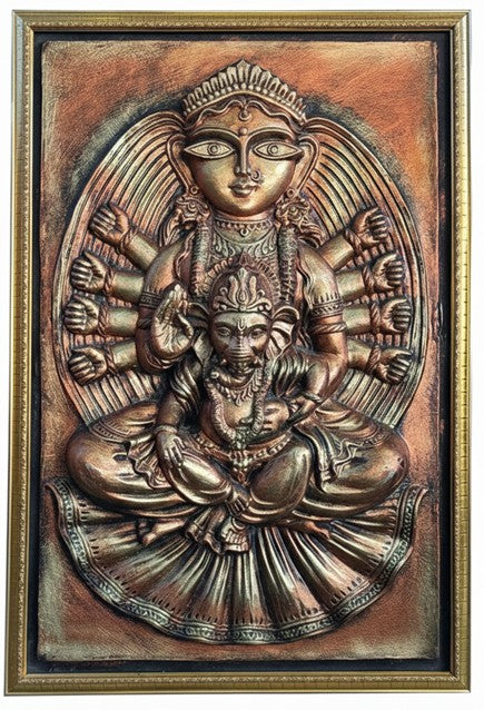 Durga with Ganesha in her Lap