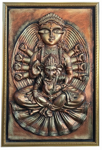 Durga with Ganesha in her Lap