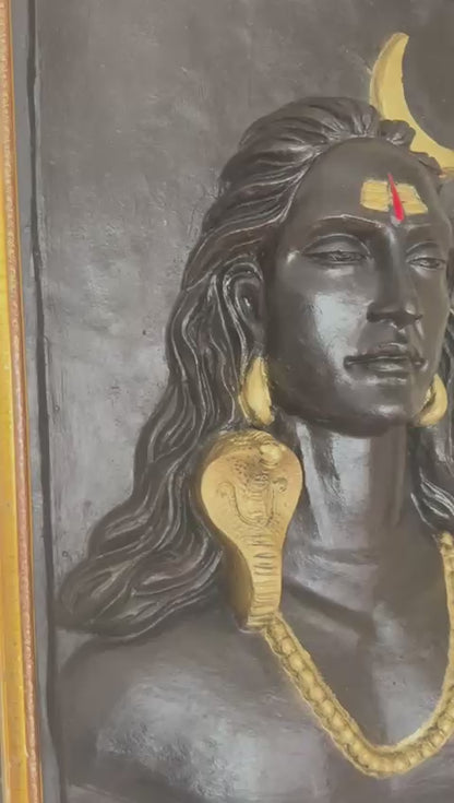 Shiva (Adi Yogi mudra with golden frame)